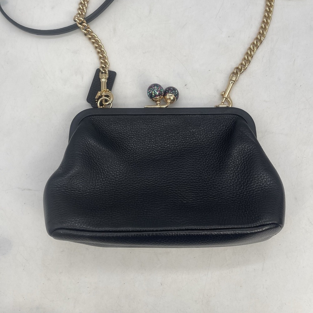 Coach Nora Kisslock Crossbody Shoulder Bag Black Chain - Picture 4 of 13